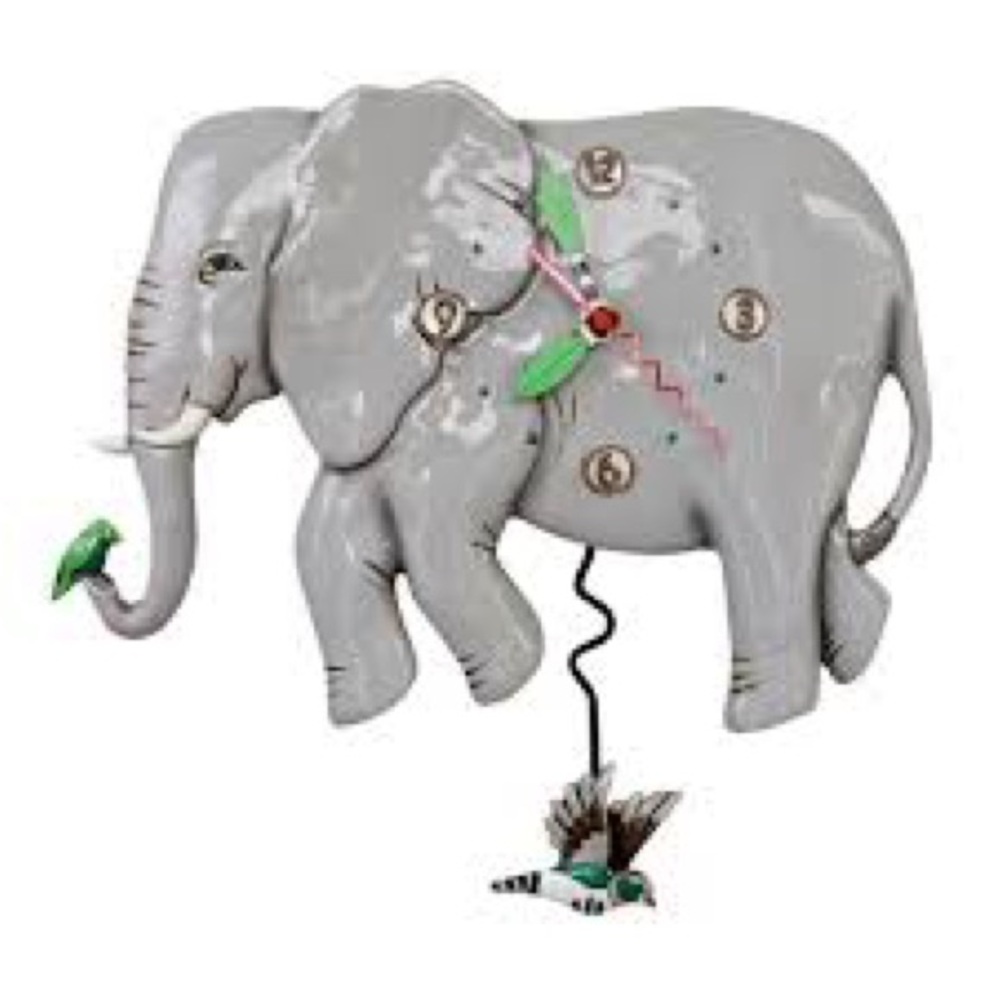 Enesco Allen Designs P1860 Swinging Pendulum Elephant Clock 12” Resin